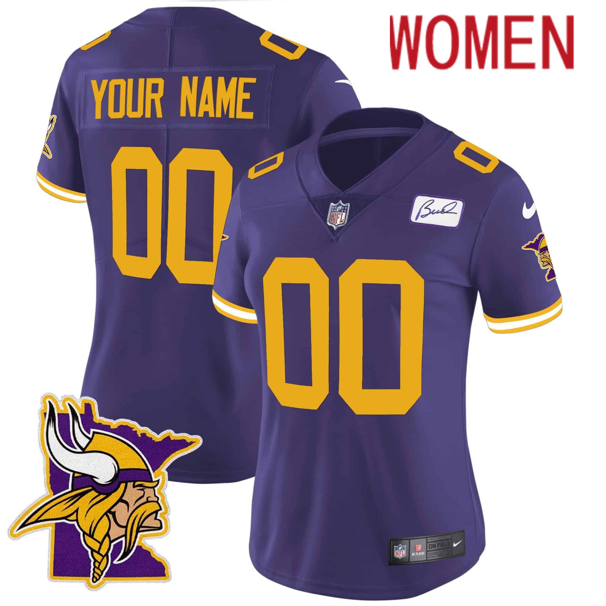 Women Minnesota Vikings Purple 2024 Nike Patch Classic Limited Custom NFL Jersey style 2->customized nfl jersey->Custom Jersey